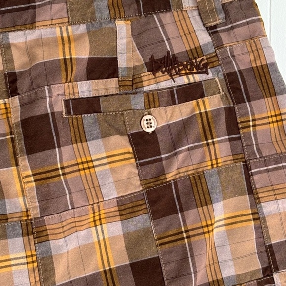 Billabong plaid shorts browns and yellow size 38 - Picture 8 of 16